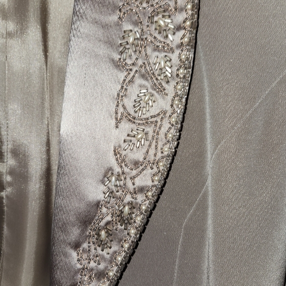 JOVANI Taupe Dress with beaded trim on gown and Jacket - Picture 5 of 6